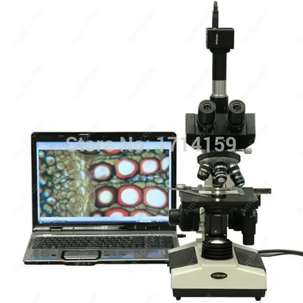 Insegnamento e clinico-amscope fornisce 40X-1600X medico clinica veterinaria microscopio composto biologico + fotocamera da 10mp