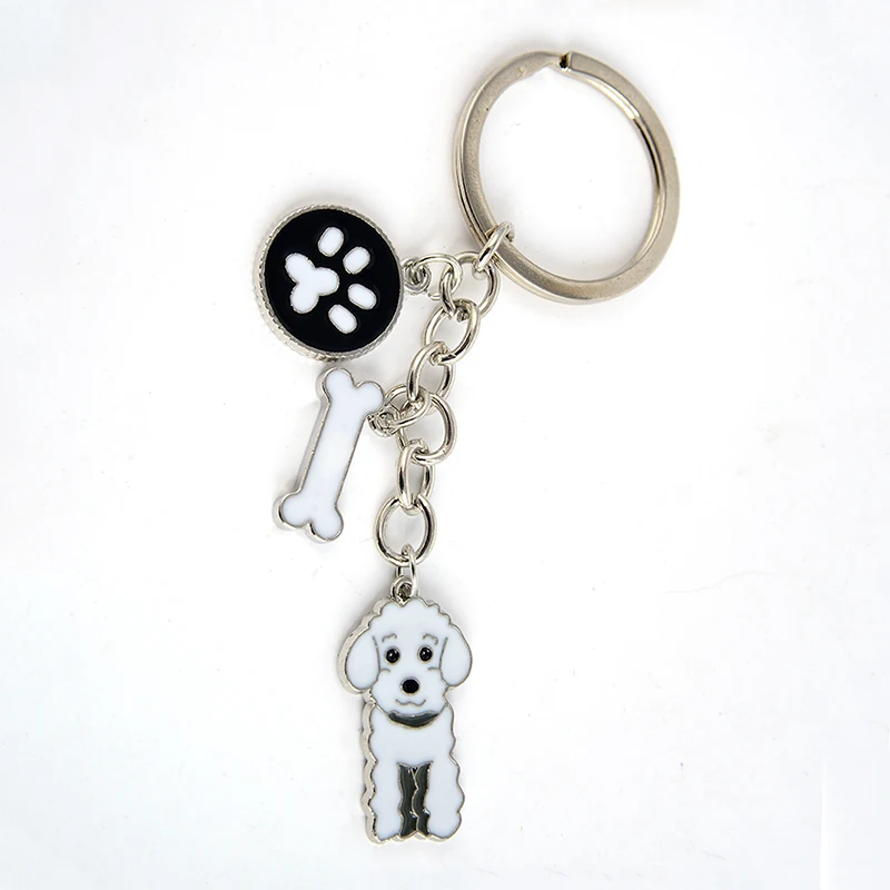 Poodle Teddy Dog Pendant Key Chains For Women Men Girls Metal Car Key Ring Keychain Bag Charm DIY Accessories  Couple Lover gift