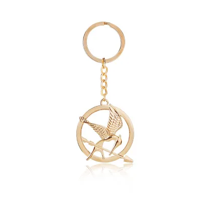 The Hunger Games Keychain Popular Vintage Style Birds Charm Golden Snitch Pendent Key Chain Keyrings Metal Keychains Car Holder