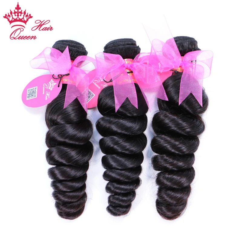 Queen Hair Official Store 100% Human Raw Hair Brazilian Loose Wave Bundles Natural Color Virgin Weave Double weft