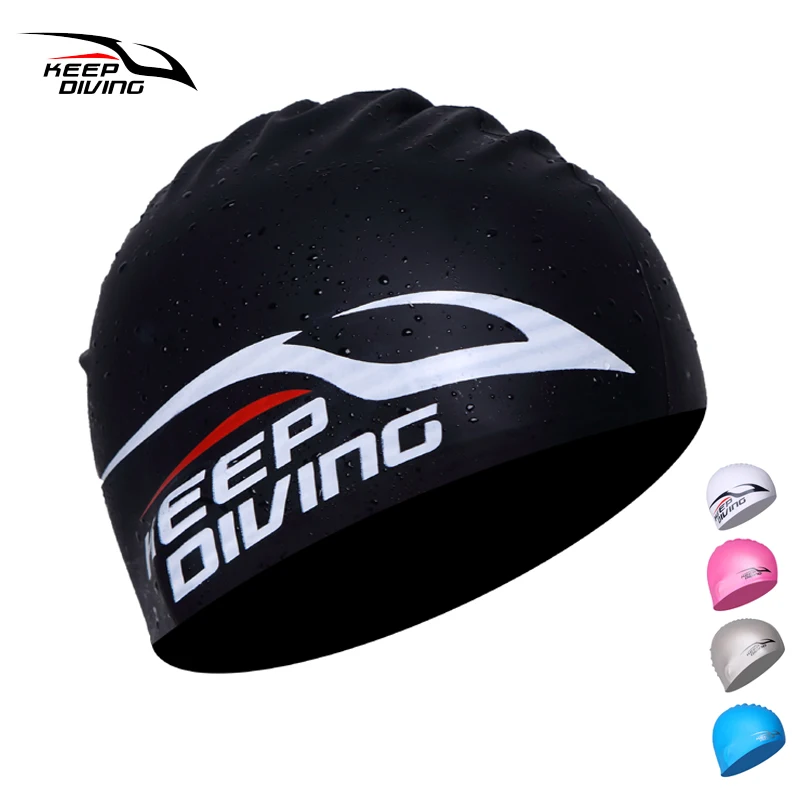 MANTENERE DIVING Impermeabile Del Silicone Nuoto Tappi per le Donne Degli Uomini Capelli Lunghi Nuoto Hat Copertura Dell\'orecchio Dell\'osso Piscina