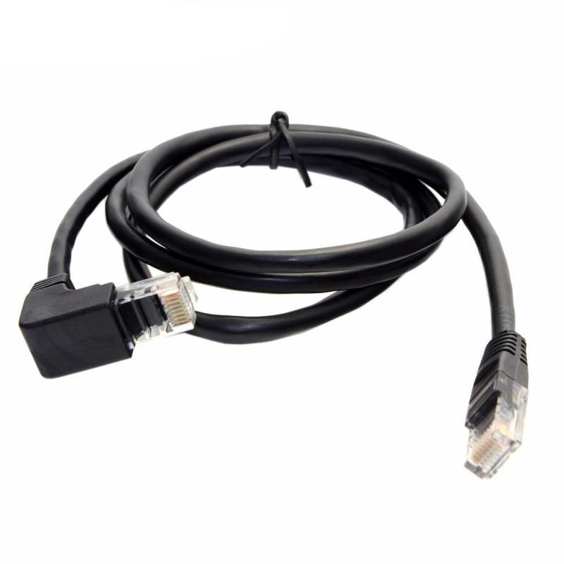 90 Degree Down Angle 8P8C UTP Cat 5e Lan Ethernet Network Patch Cord Male to Male 1m 2m