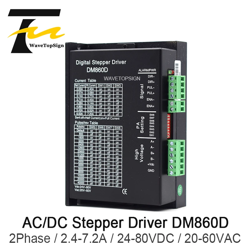 

2Phase Stepper Motor Driver DM860D Current 2.4-7.2A Input Voltage 24-80VDC 20-60VAC Engraving and Cutting Machine