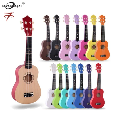 Imagen 2 del producto SevenAngel Ukelele 21 pulgadas Ukelele Soprano para niños 4 cuerdas Guitarra de tilo de abeto hawaiano Uke Regalo para niños Instrumento musical