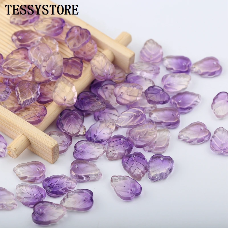 10pcs Small Flower Leaves Lampwork Beads Multi Gradient Color Glass Beads For Jewelry Making Handmade DIY Accessories
