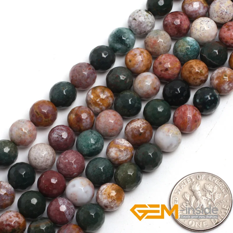 round faceted ocean jaspers (agat) beads natural stone beads loose beads for jewelry makingstrand 15 inches (38 cm) wholesale !