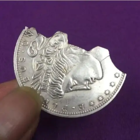 Folding Coin Super Copper Morgan Dollar/Bite Out Coin Magic Tricks For Magician Close Up Gimmick Props Mentalism Comedy