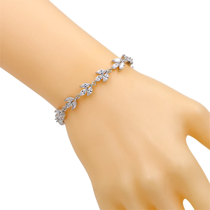 WEIMANJINGDIAN Brand Marquise Cut Cubic Zirconia Crystal Tennis Bracelets for Wedding Bride or Bridesmaid\'s Jewelry Gifts