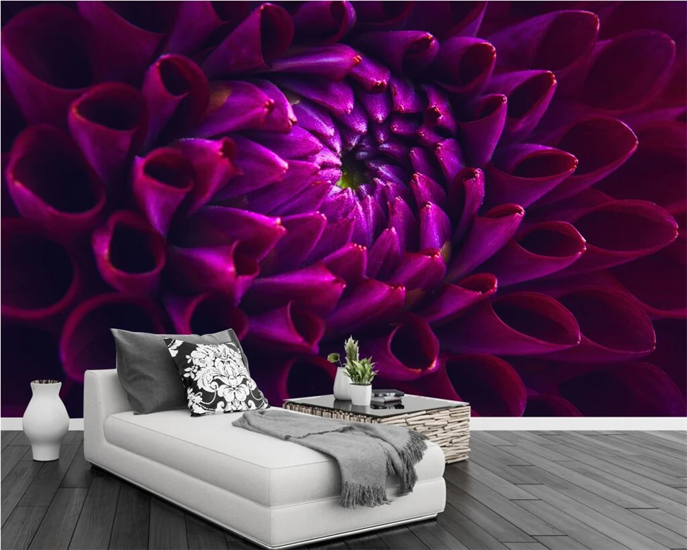 

Beibehang Custom wallpaper dark purple flower wall TV background wall 3d living room bedroom sofa background wall 3d wallpaper