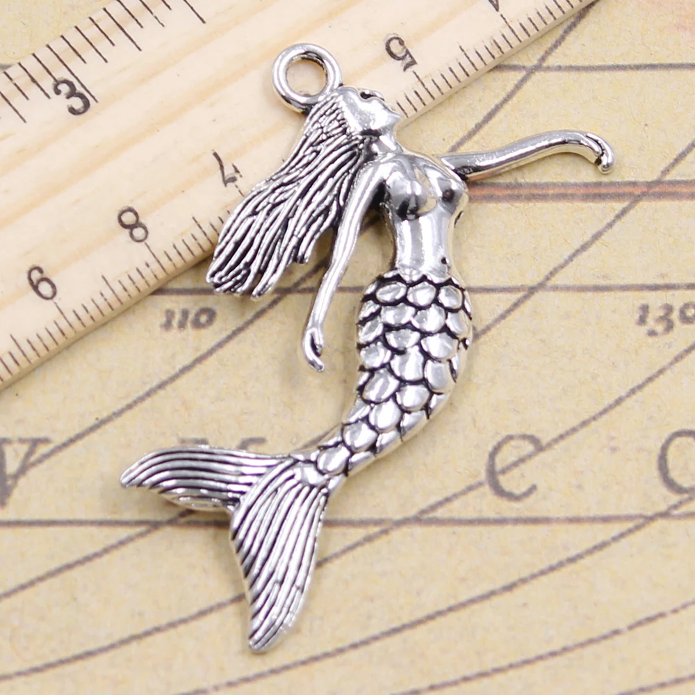 

5pcs Charms Dancing Mermaid 57x53mm Tibetan Silver Color Pendants Antique Jewelry Making DIY Handmade Craft Pendant