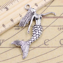 5pcs Charms Dancing Mermaid 57x53mm Tibetan Silver Color Pendants Antique Jewelry Making DIY Handmade Craft Pendant