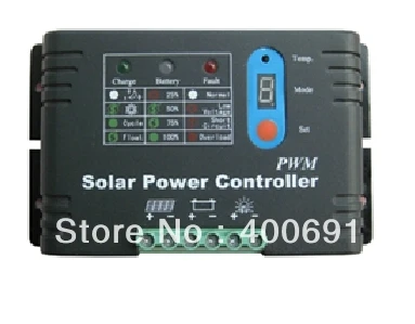 15A 12V/24V PWM Solar System Controller with Metal Shell, LED Digital Display, Auto Identify Voltage, Temperature Compensate