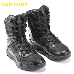 CQB.FURY Mens Black Cow Suede Leather Tactical Wearable Boots Combat Zipper Training Boot Size 38-46