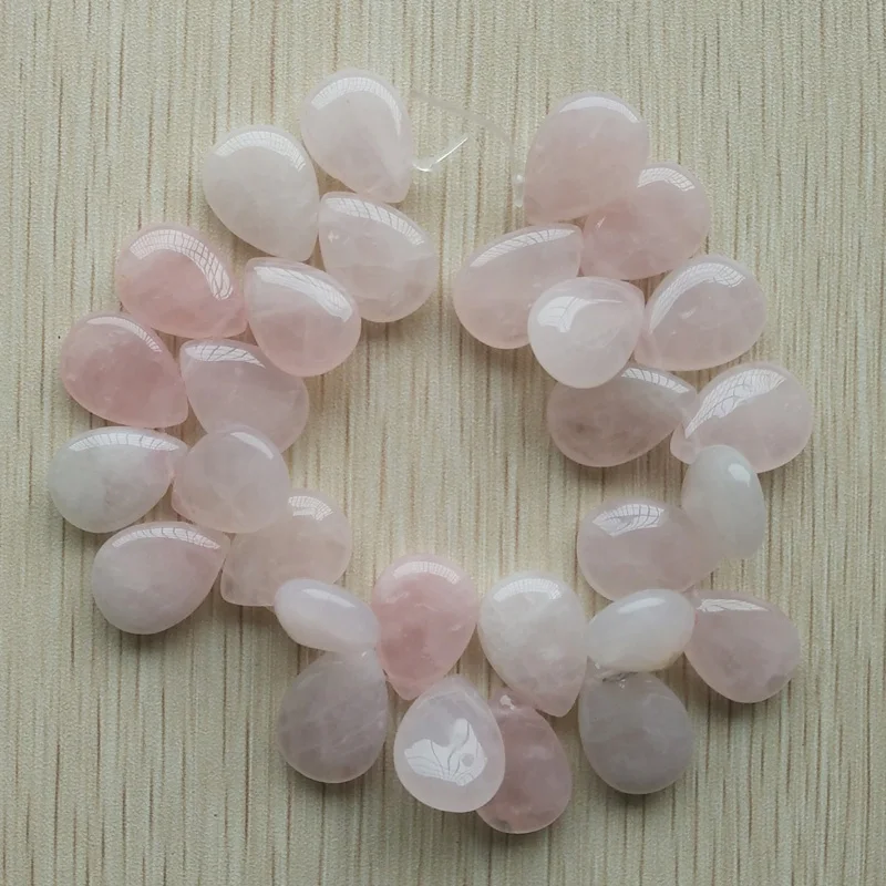 Wholesale 28pcs/lot 13X18mm natural rose quartz stone drop CAB CABOCHON teardrop spacer beads for jewelry making free shipping