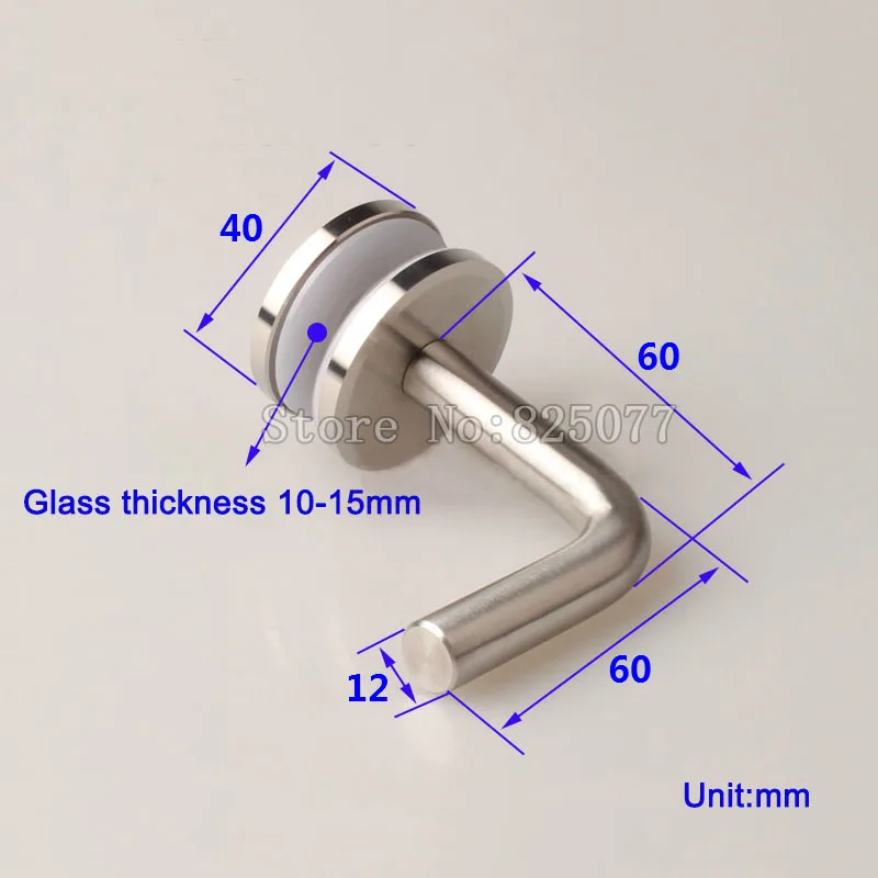 8PCS 90Degree Brushed 60*60mm Stainless Steel Glass Handrail Accessories 10-15MM Glass Mounted Brackets JF1250