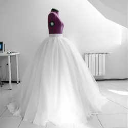 Off White Puffy Maxi Skirt Tulle Skirt Long Elastic Womens High Waisted Skirt Petticoat Bridal To Wedding Party Custom Ball Gown