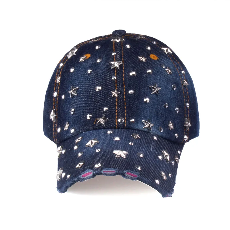 [YARBUU]Baseball Caps New Fashion Hat Caps Sunshading Men And Women's Baseball Cap Rhinestone Hat Denim And Cotton Snapback Cap