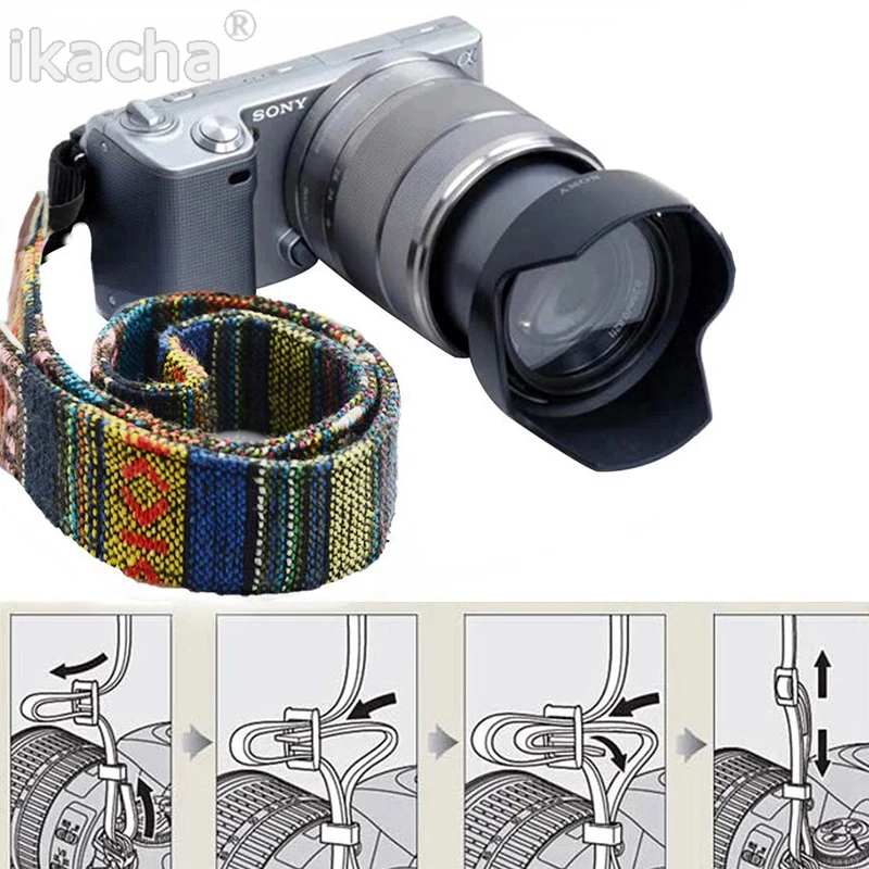 حزام كاميرا عتيق من الجلد والقطن عتيق قابل للتعديل ، حزام كتف ورقبة لكانون سوني ونيكون SLR ، ملحقات الكاميرا