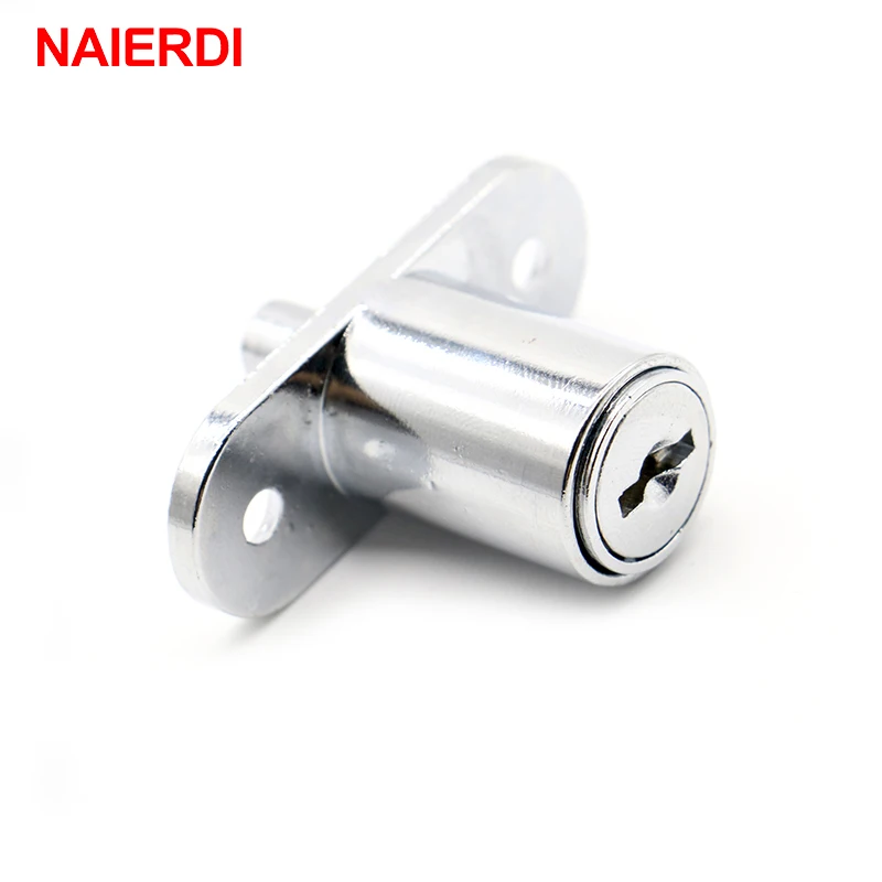 NAIERDI Drawer Push Lock Sliding Door Showcase Cupboard Cabinet Locks Window Security Chain Furniture Hardware With 2 Keys