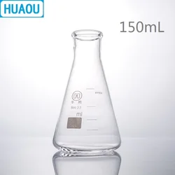 HUAOU 150mL Erlenmeyer Flask Borosilicate 3.3 Glass Narrow Neck Conical Triangle Flask Laboratory Chemistry Equipment