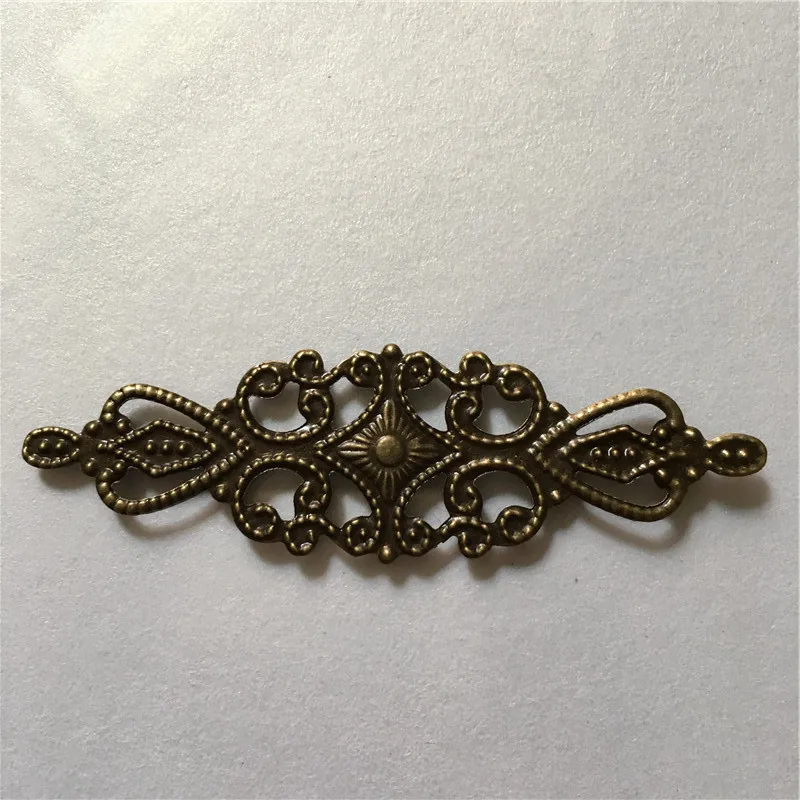 500Pcs Filigree Hollow Long Flower Embellishments Findings,Jewelry Accessories,Bronze Tone,6.5*2cm