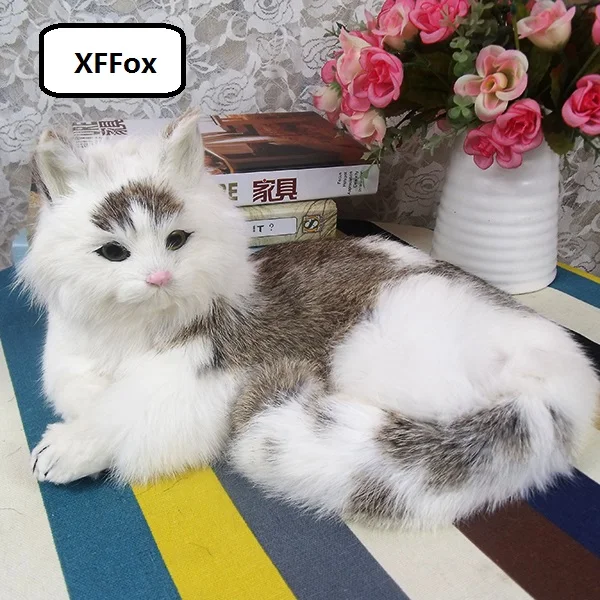 big real life natural colour cat model plastic&furs new lying cat gift about 32x15x22cm xf1439