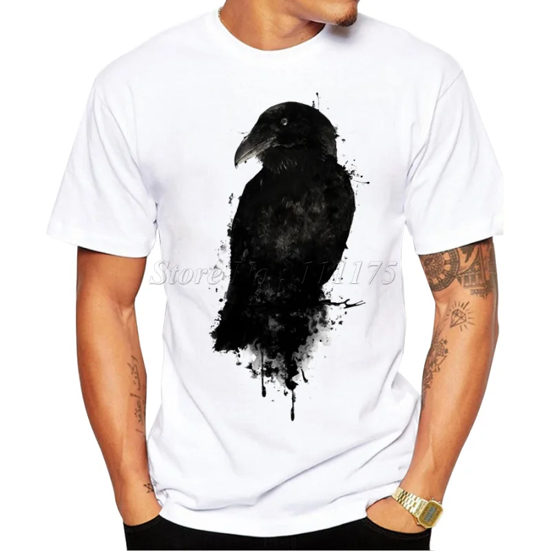 TEEHUB  Summer Fashion The Black Raven Design T Shirt Men\'s High Quality Custom Printed Tops Hipster Tees