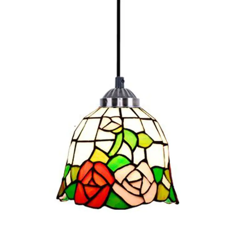 

Classic Vintage Rose Bar Pendent Lamp Pastoral Tiffany Dining Room Pendent Lamps Hallway Balcony Pendent Lights