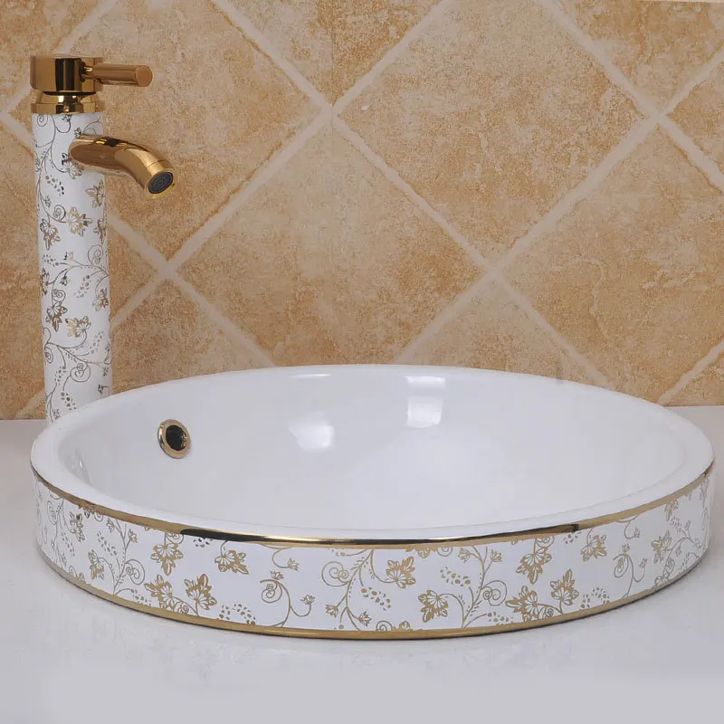 

Jingdezhen ceramic sanitary ware art counter basin wash basin lavabo sink Bathroom sink artistic wash basin round