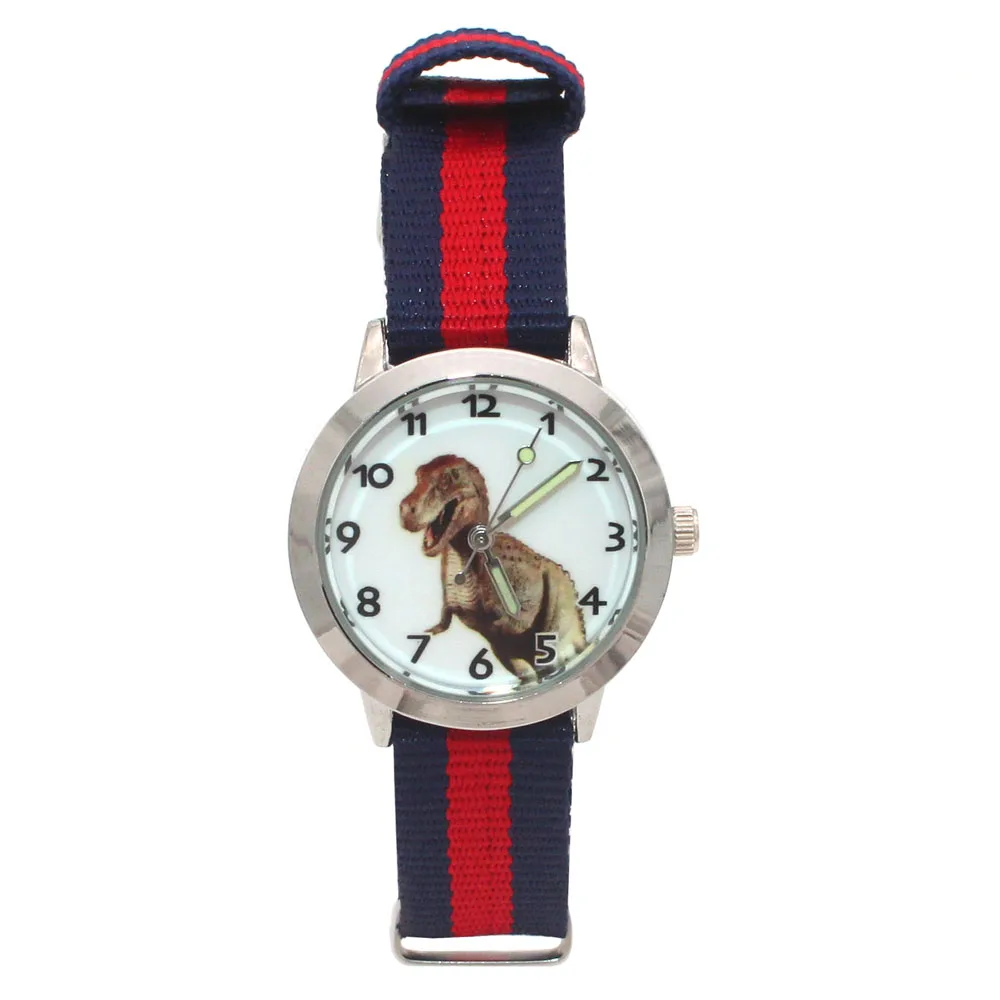 Bambini Orologi Colorate di Alta Qualità Dei Capretti Dei Bambini Della Ragazza del Ragazzo Tessuto Nylon Strap Dinosauro Del Fumetto Orologi Studente Orologio Da Polso