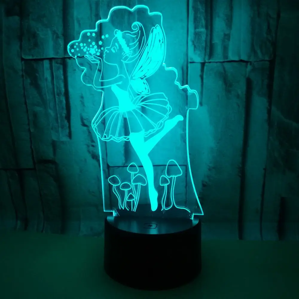 

New Ballet 3d Nightlight Seven Colourful Touch Control Led Visual Desk Lamp Light Gift Person Customized 3d Table Lamp