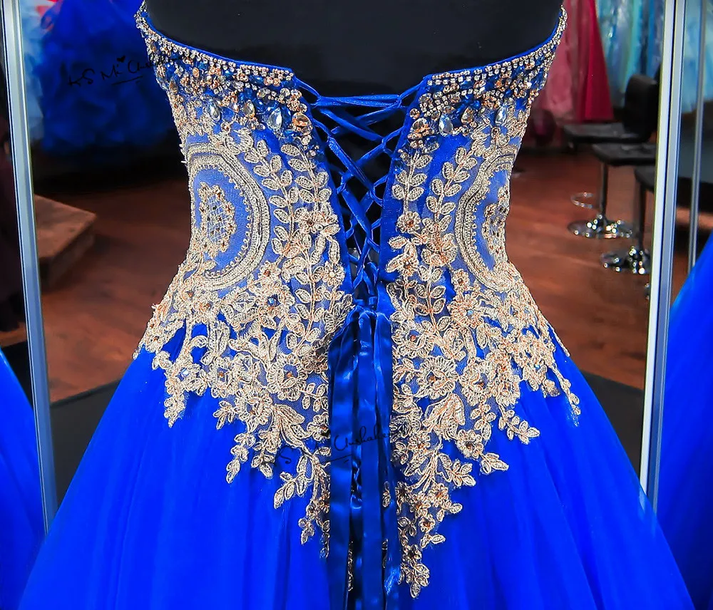 Vestidos de quinceañera, Vestidos de 15 años, azul real, dorado, baratos, 2018, Abiti da Cerimonia da Sera Abendkleider