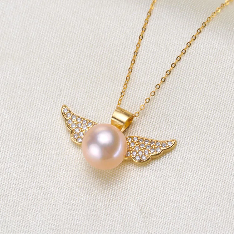 S925 Sterling Silver Little Wing Pendant Settings Women DIY Pearl Pendant Holder Lovely Wing in Gold&Silver Color 3Pcs/Lot