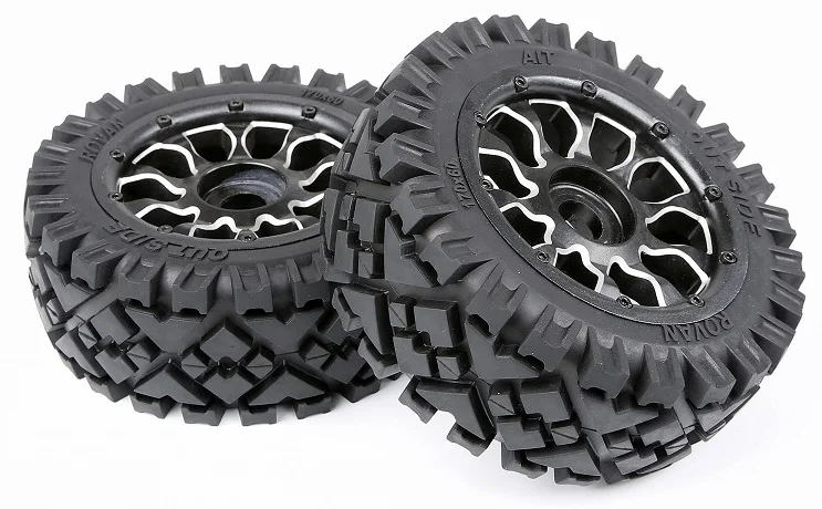 Front and Rear Mounted All-Terrian Tyre Set with Metal Wheel Hub for 1/5 scale HPI Rovan Baja 5B SS