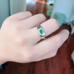 New fashion natural emerald ring 4 mm * 5mm genuine emerald silver ring sterling silver emerald engagement ring for woman