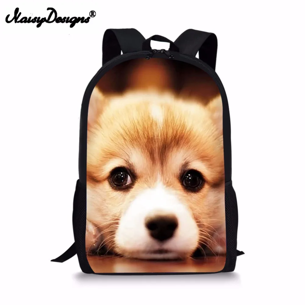 

NOISYDESIGNS Custom Orthopedic Backpack Laptop DIY Cute Corgi Dog Design Backpack Male Sac Ados Double Shoulder Bag Dropshipping