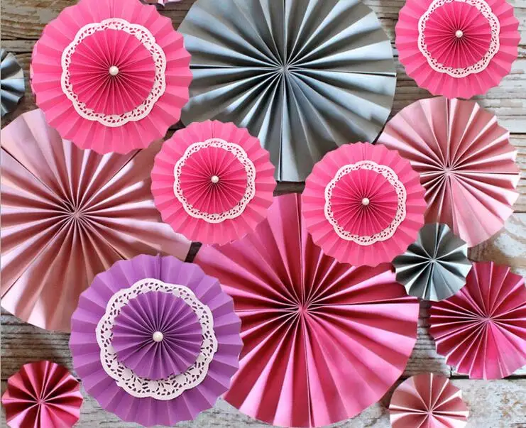 12pcs 20cm 3 Layers 3D Pearl Beaded Fan-shaped Artificial Paper Flower For Wedding Party Holiday Venue Decoration DIY Material