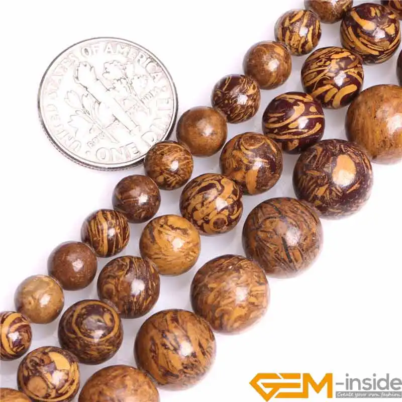 6mm 8mm 10mm Round Natural Yellow Elephant Skin Jaspers Stone Gem Stone Semi Precious Beads For Jewelry Making 15 Inch Wholesale