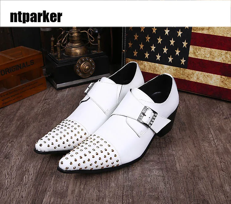 

ntparker-Italian Style Handmade Men Shoes Formal White Leather Wedding Man Shoes White High Heel Business Dress Men Shoes