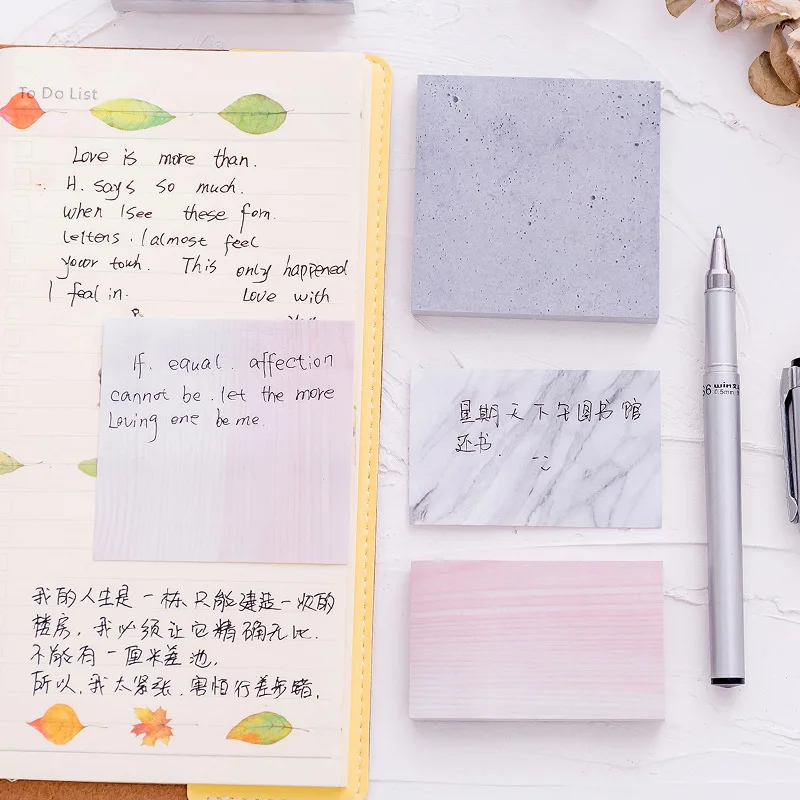 The Color of Marble Notepad Self-Adhesive Memo Pad Sticky Paper Notes Bookmark School Office Stationery Supplies