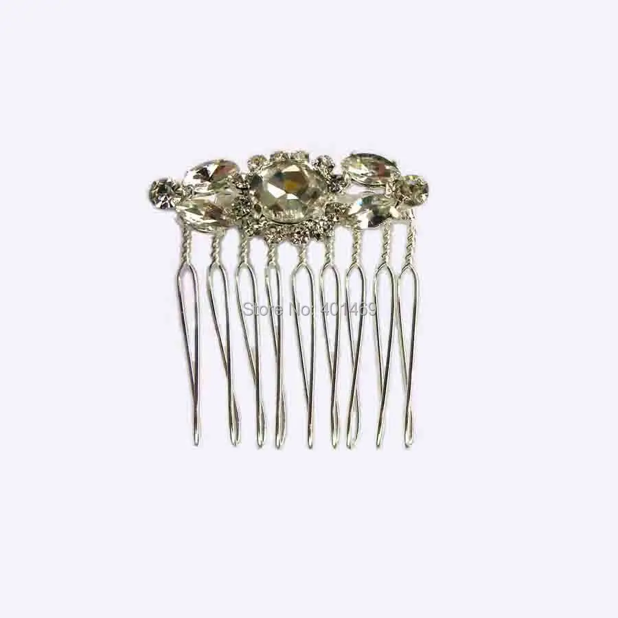 Silver Rhinestone Flower Mini Bridal Headwear Comb Wedding Headpiece Ornament Jewelry Accessories Sparkling Diamante