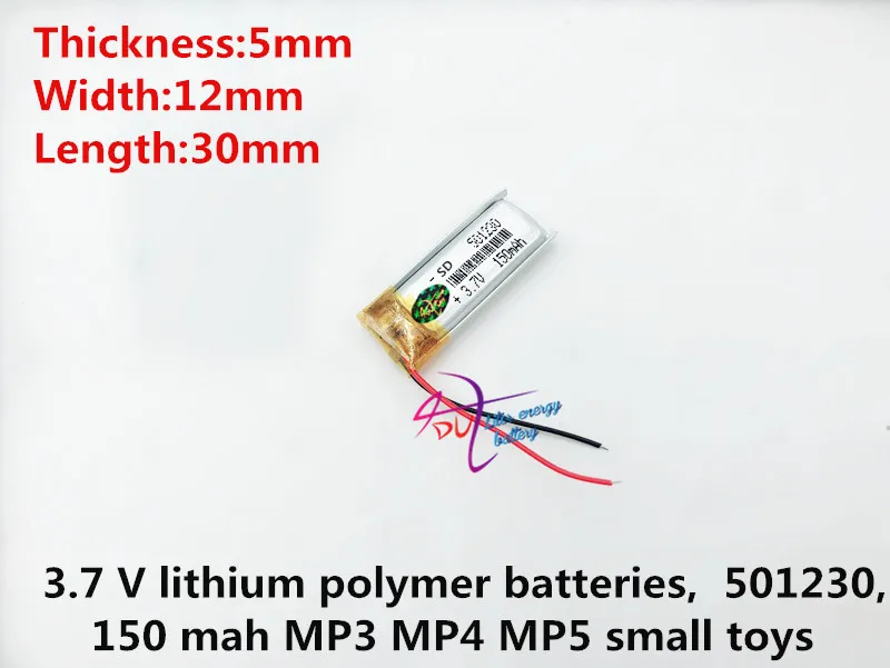 rechargeable SD 501230 3.7v 150mah lipo battery for bluetooth headphone