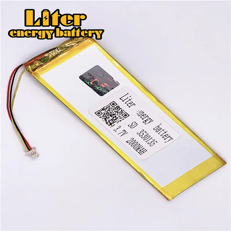 1.0mm -3wire plug Customized 3.7 V 3530135 2000mah li-polymer battery li polymer battery