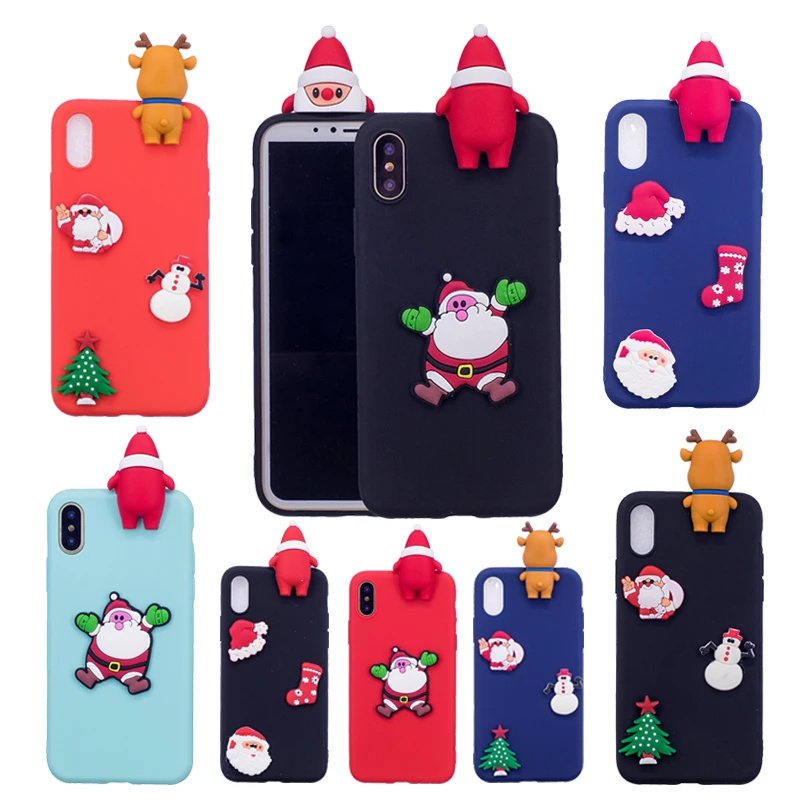 S7 S6 edge S8 S9 Plus Case Cover Silicone 3D Cartoon Christmas Cute Soft Gel Phone Cases For iphone X XR XS Max 8 Plus 6 6S 7 5S