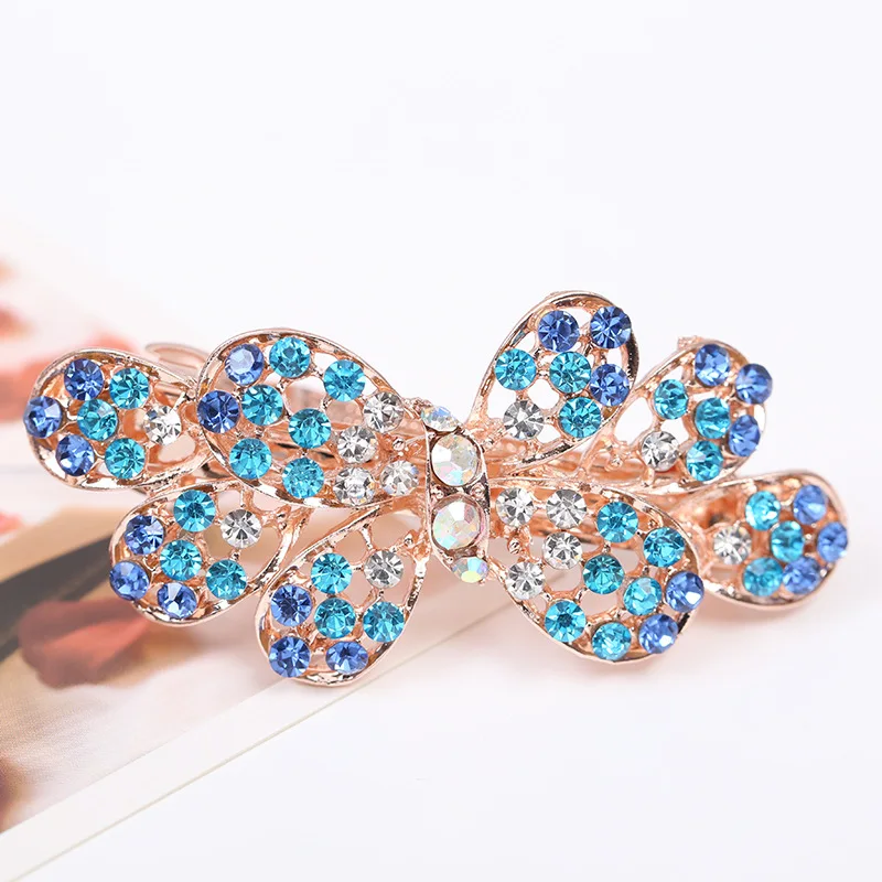 2018 New Luxury Crystal Hair Clip Opal Leaf Resin Flower Headwear Jewelry OL For Women Girls Elegant Barrettes Hair Accessorie