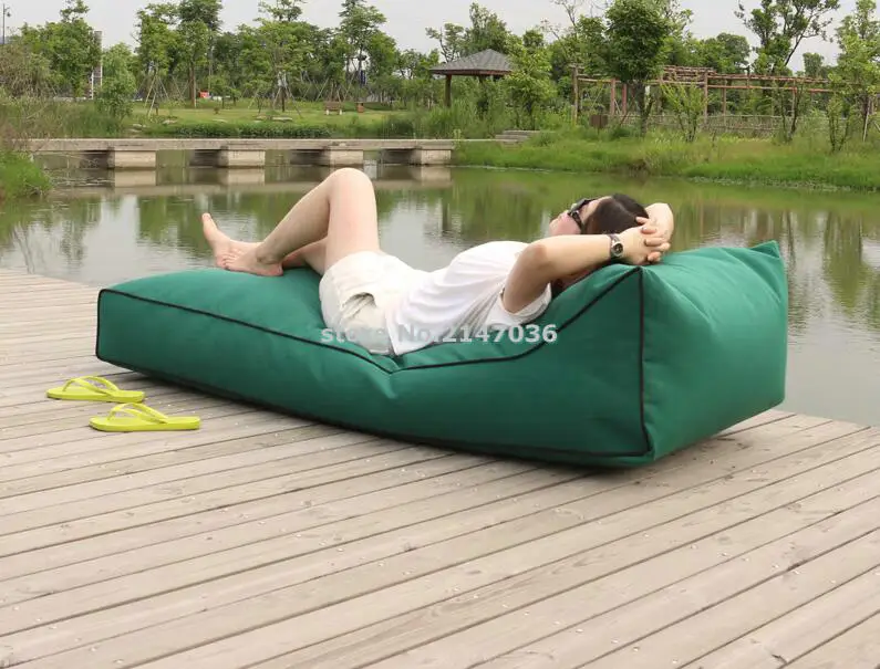 Long beach bean bag chair, waterproof beanbag sofa seat, outdoor comfortable bean lounger, cover only