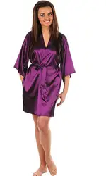 Sexy Large Size Faux Silk Satin Night Kimono Robe Short Bathrobe Perfect Wedding Bride Bridesmaid Robes Dressing Gown WY-01