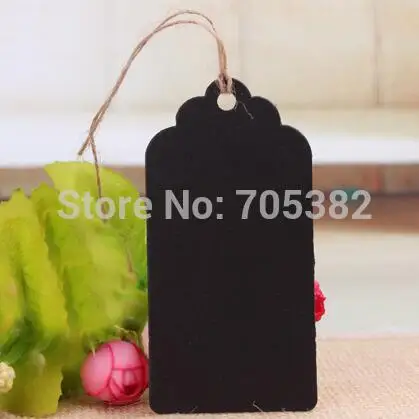 4x7cm (With cord )  Black scallop hang tag Blank kraft price tag Bookmarks Paper sewing garment tags Bookmark (aa-620)