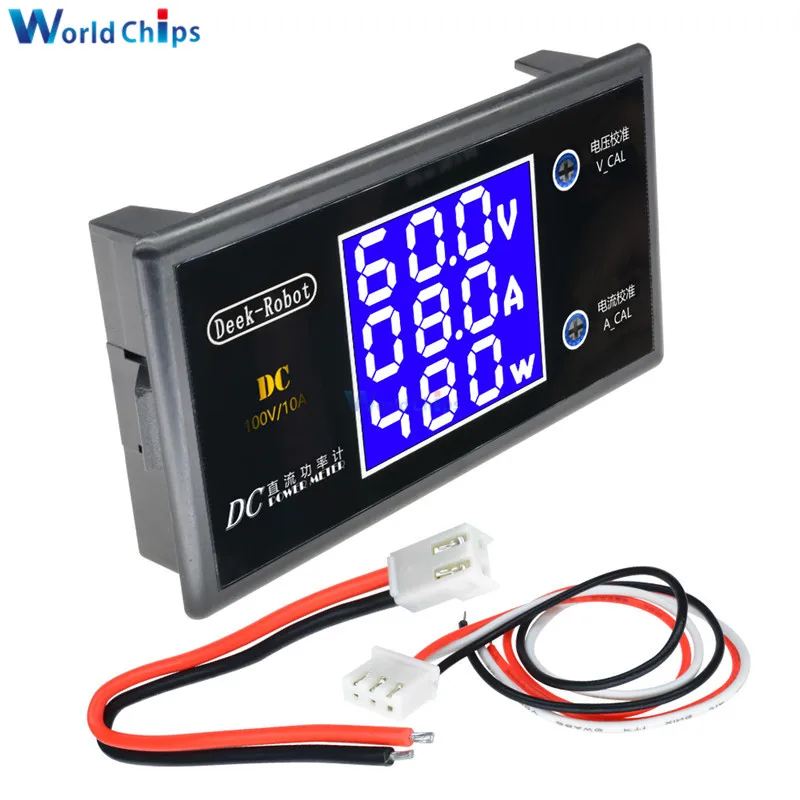 Voltmètre numérique LCD, ampèremètre, wattmètre, tension, courant, compteur de puissance, détecteur de volt, testeur, moniteur, DC 0-100V, 10A,