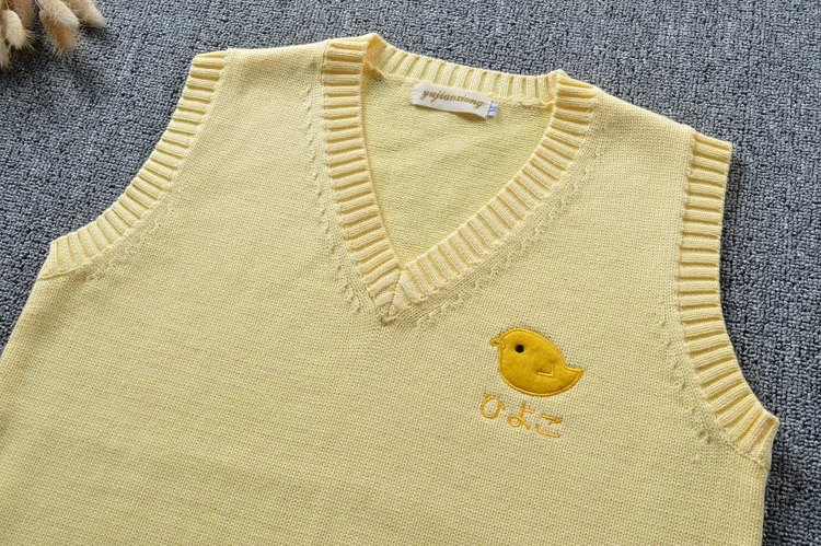 JK الزي الياباني تأثيري الأصفر نمط الفرخ التطريز سترة سترة DA069 #4